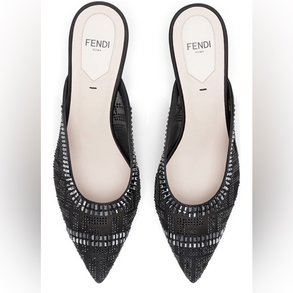 Fendi Mesh Embellished Kitten Heel, Sz 38/7.5 - Picture 2 of 6
